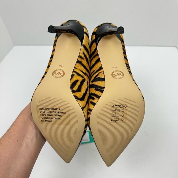 NEW MICHAEL Michael Kors Parker Tiger Print Calf Hair and Leather High Heel Pump - Picture 13 of 13